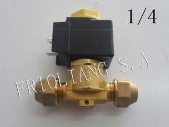 Valvula 1/4" FLARE SOLENOIDE CON COIL 220v